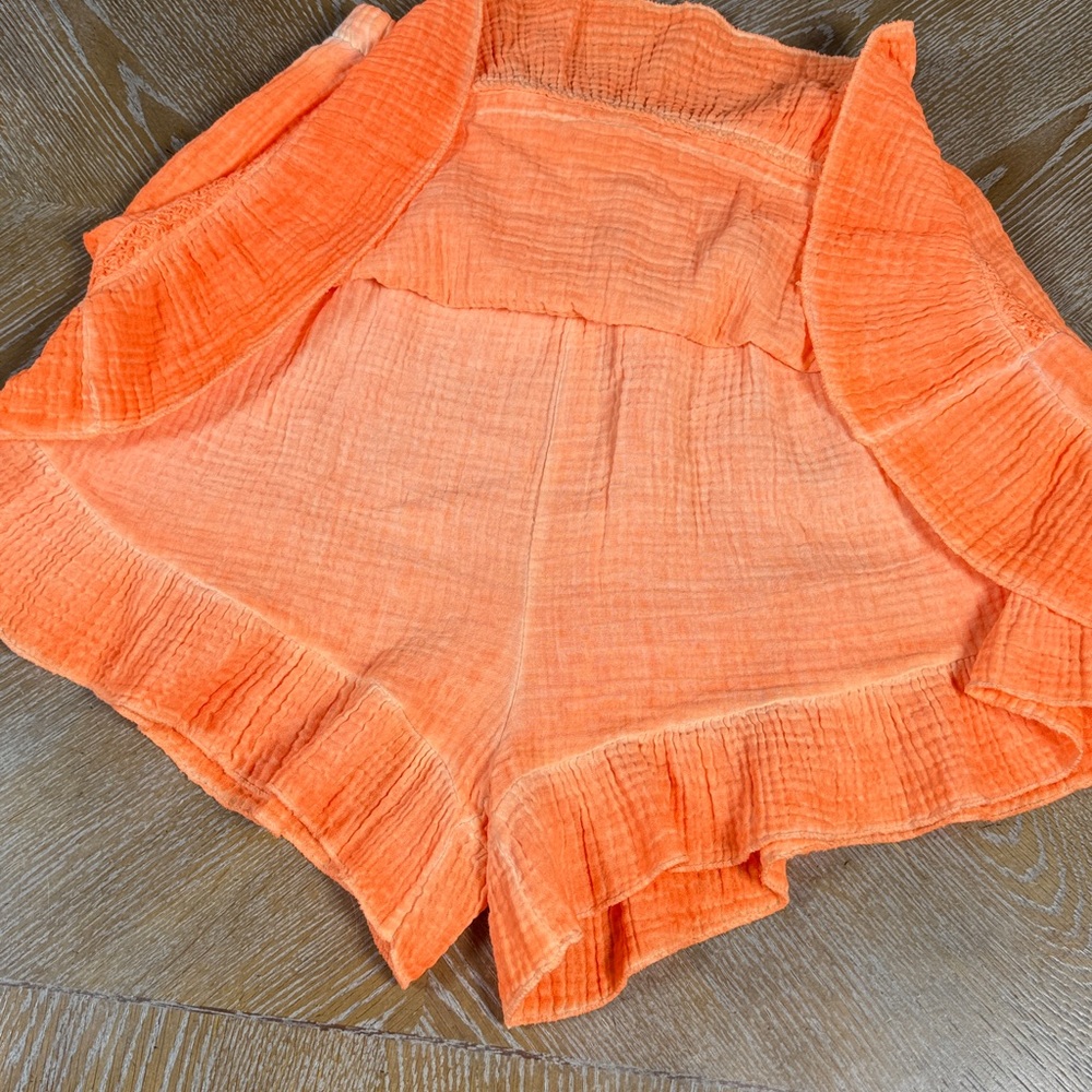 MICHAEL JOHN Women's Ruffled Tie-Dye Orange Shorts M - Picture 5 of 8